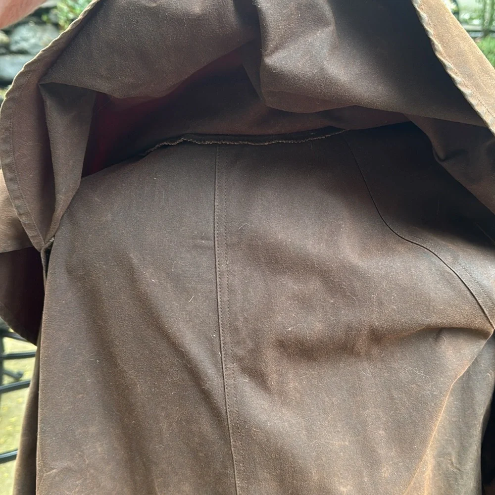 OUTBACK TRADING VINTAGE OILSKIN  DISTRESSED DUSTER JACKET- S 🐴🤠 - Picture 13 of 14